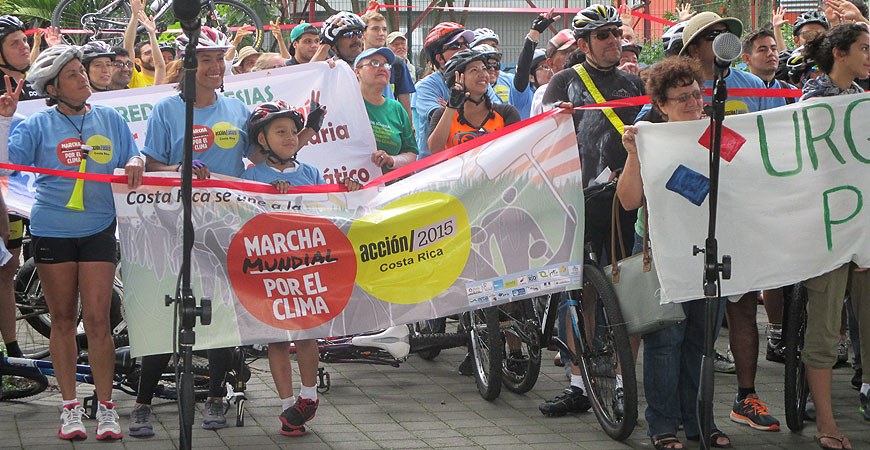 bicyclists march for climate action in costa rica