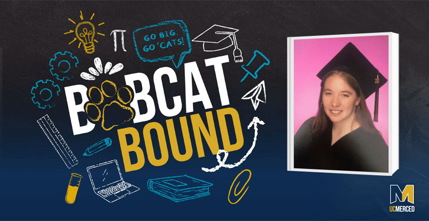 Graphic with Bobcat Bound graphic ad headshot of Esperanza Garcia