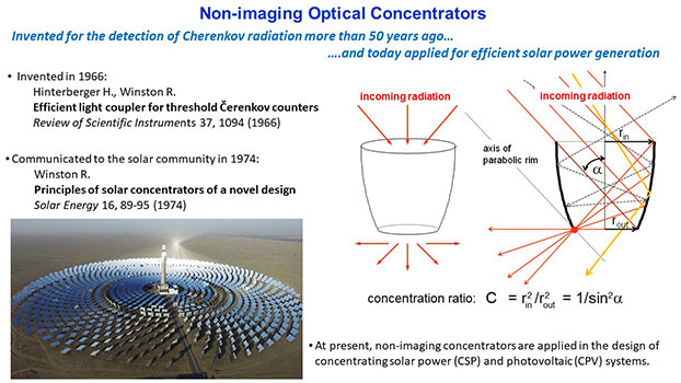 A slide explaining the solar concentrator.
