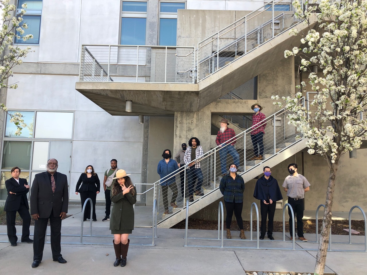 The cast of "Imogen in the Wild" poses for a photo at UC Merced.