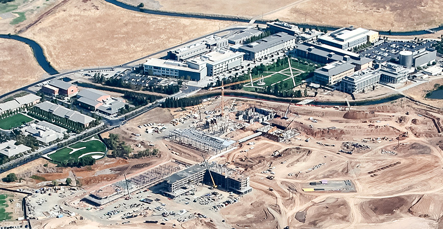 Aerial view of UC Merced and its new construction