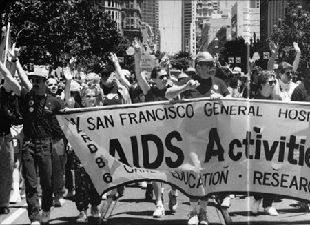 1991 Lesbian/Gay Freedom Day Parade in San Francisco. (UCSF Archives and Special Collections)