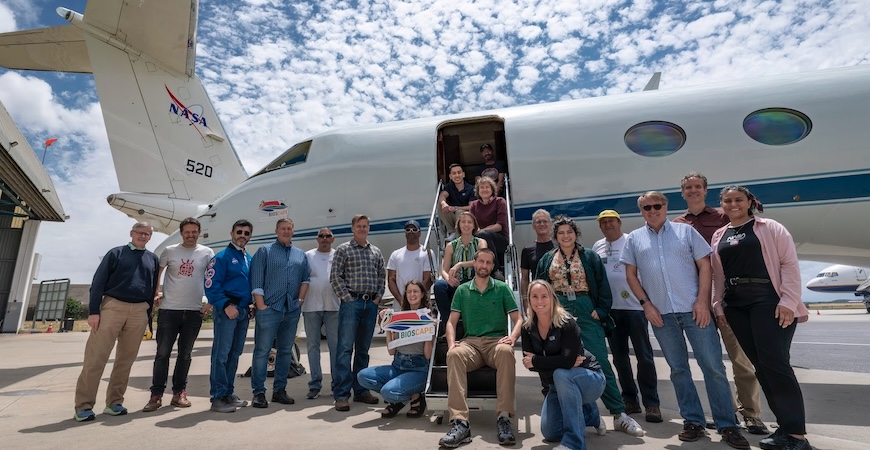 Members of the BioSCape team are pictured with NASA and South African aircraft.