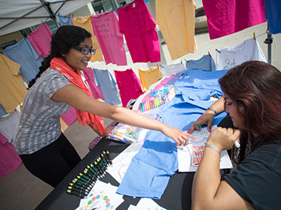 Students and others can participate in the Clothesline Project by writing personal messages relating to sexual assault and prevention on T-shirts.