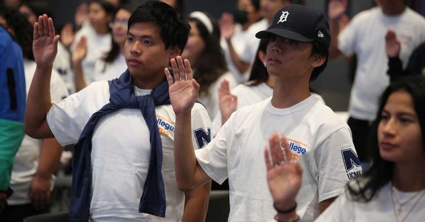 College Corps students take their oath. 