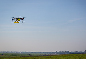 The MESA Lab quadcopter flies over the nature reserve testing a methane sensor.
