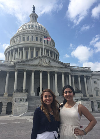 Stephanie Maldonado (from left) and Roya Pourmand are spending a semester in Washington, D.C.