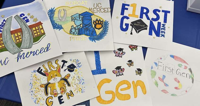 Entries into a logo contest for First-Generation Student Week are displayed