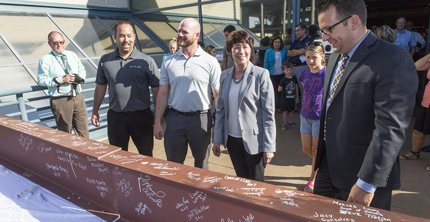 Chancellor Dorothy Leland, Mayor Mike Murphy and others at the Downtown Campus Center event.