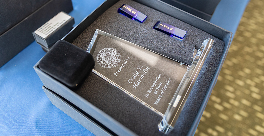 Employees that reached a service milestone were presented with this crystal award at the annual Celebrating Service breakfast this week.