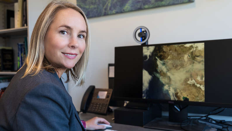 Erin Hestir, a professor in environmental engineering, is attending a global water conference. 