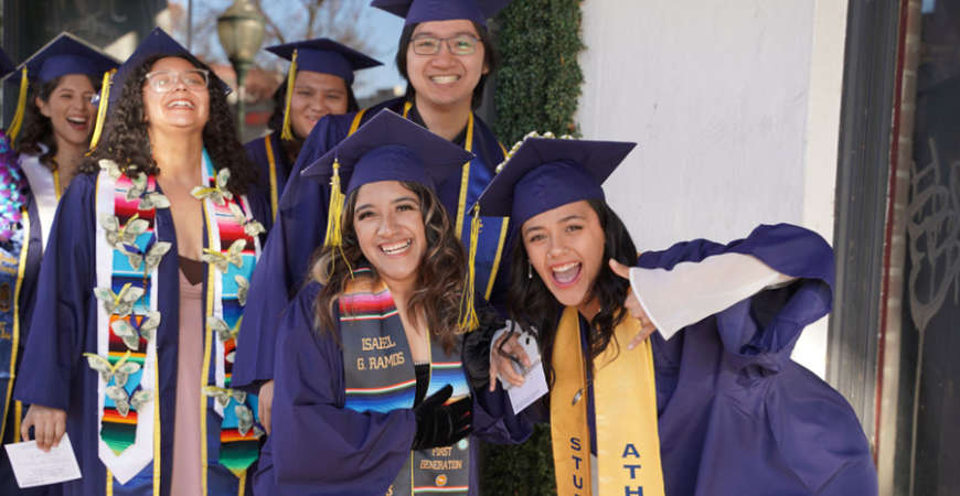 Students in graduate regalia