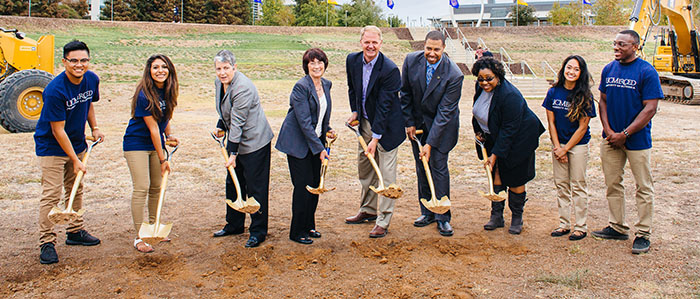 UC President Janet Napolitano, Chancellor Dorothy Leland, and newly appointed Interim Chancellor Nathan Brostrom, took part in the Merced 2020 Project groundbreaking in October 2016.