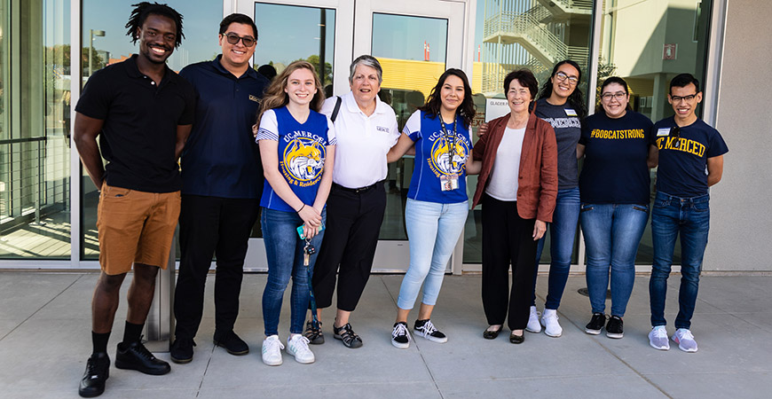 UC President Janet Napolitano and UC Merced Chancellor Dorothy Leland met with students and toured new housing facilities Friday.