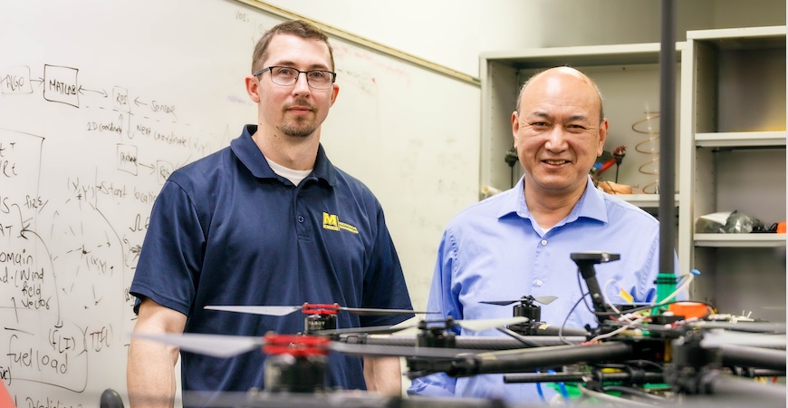 Postdoctoral researcher Derek Hollenbeck and mechanical engineering Professor YangQuan Chen are pictured.