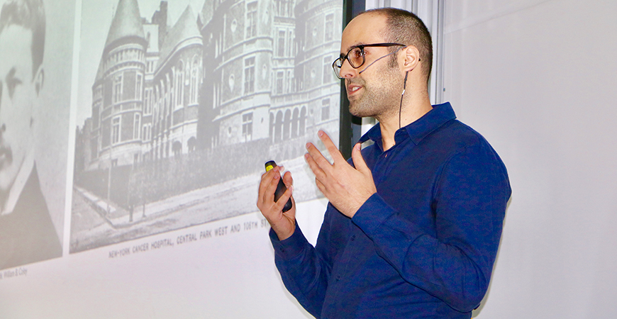 Tal Danino presents at the UC Merced Center for Cellular and Biomolecular Machines open house