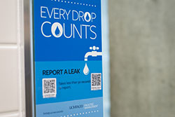 Quick-response codes are posted in each restroom in SSM so people can submit repair requests just by scanning with their smart phones.