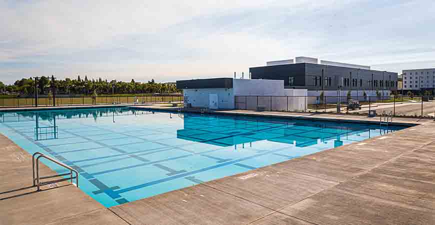 Delivery of the 2020 Project includes a competition pool with eight lanes, suitable for intercollegiate competition. 