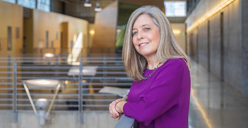 Psychology Professor Debora Wiebe in the Social Sciences and Management Building.