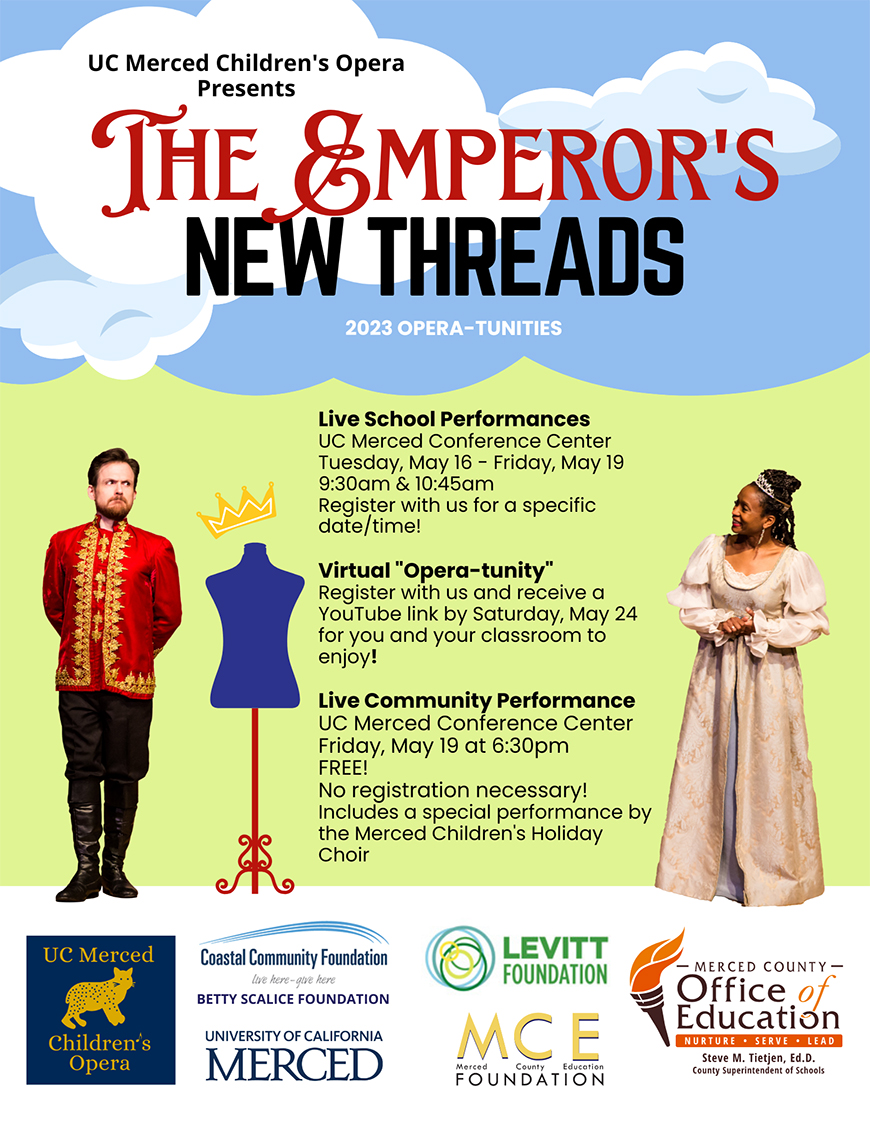 A poster for the Children's Opera presentation of "The Emperor's New Threads."